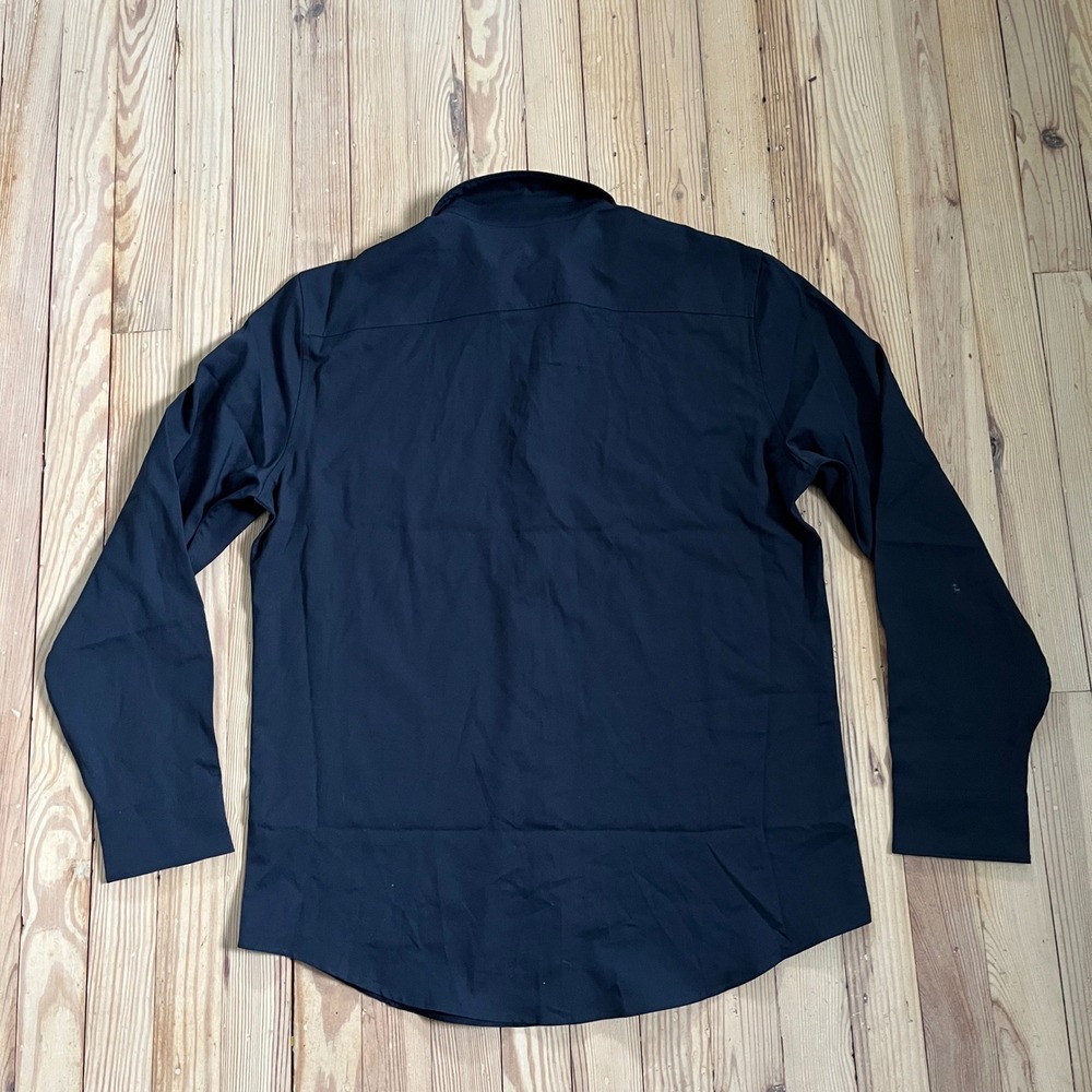 Perry Ellis Button Down Shirt Mens Large Navy Blue Stretch Expandable Collar L/G - Picture 7 of 8